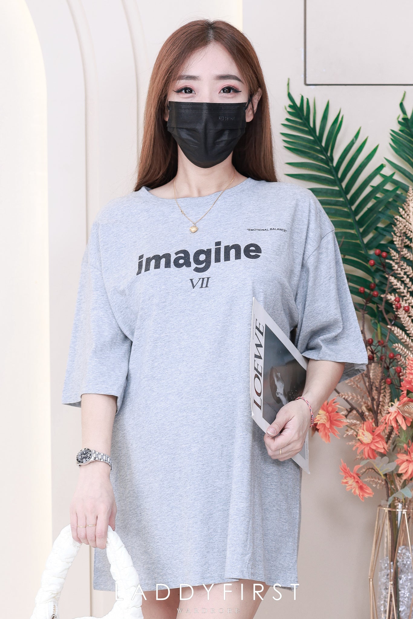 【O877】imagine印图字体圆领短袖宽松休闲Oversized 上衣 ❤️❤️