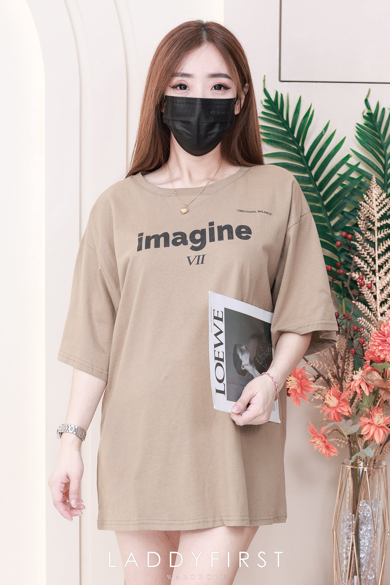 【O877】imagine印图字体圆领短袖宽松休闲Oversized 上衣 ❤️❤️