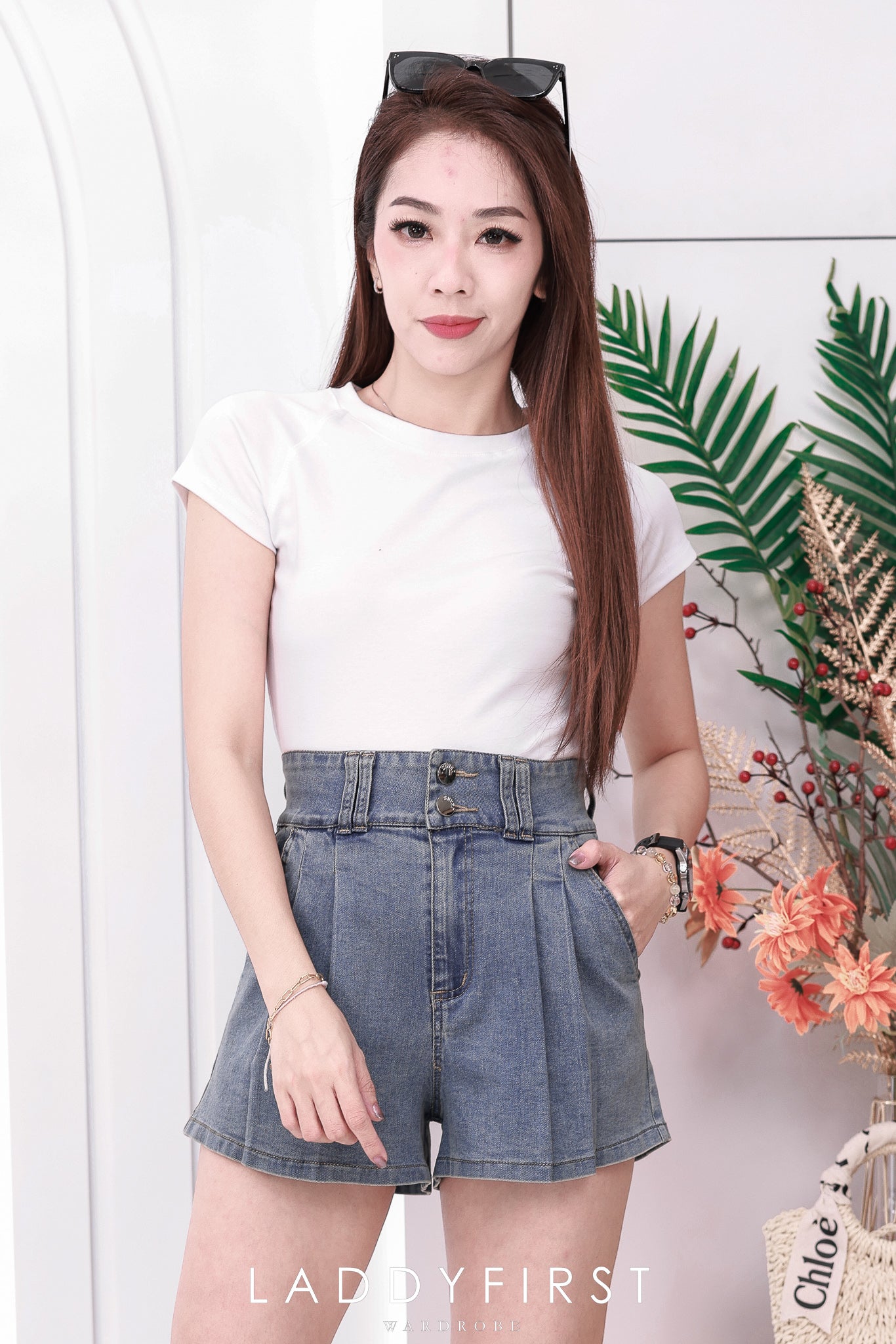 【S3439】【独家小圆饼】高品质COTTON JEANS牛仔弹力百褶设计牛仔高腰百搭短裤，有口袋 ❤️❤️