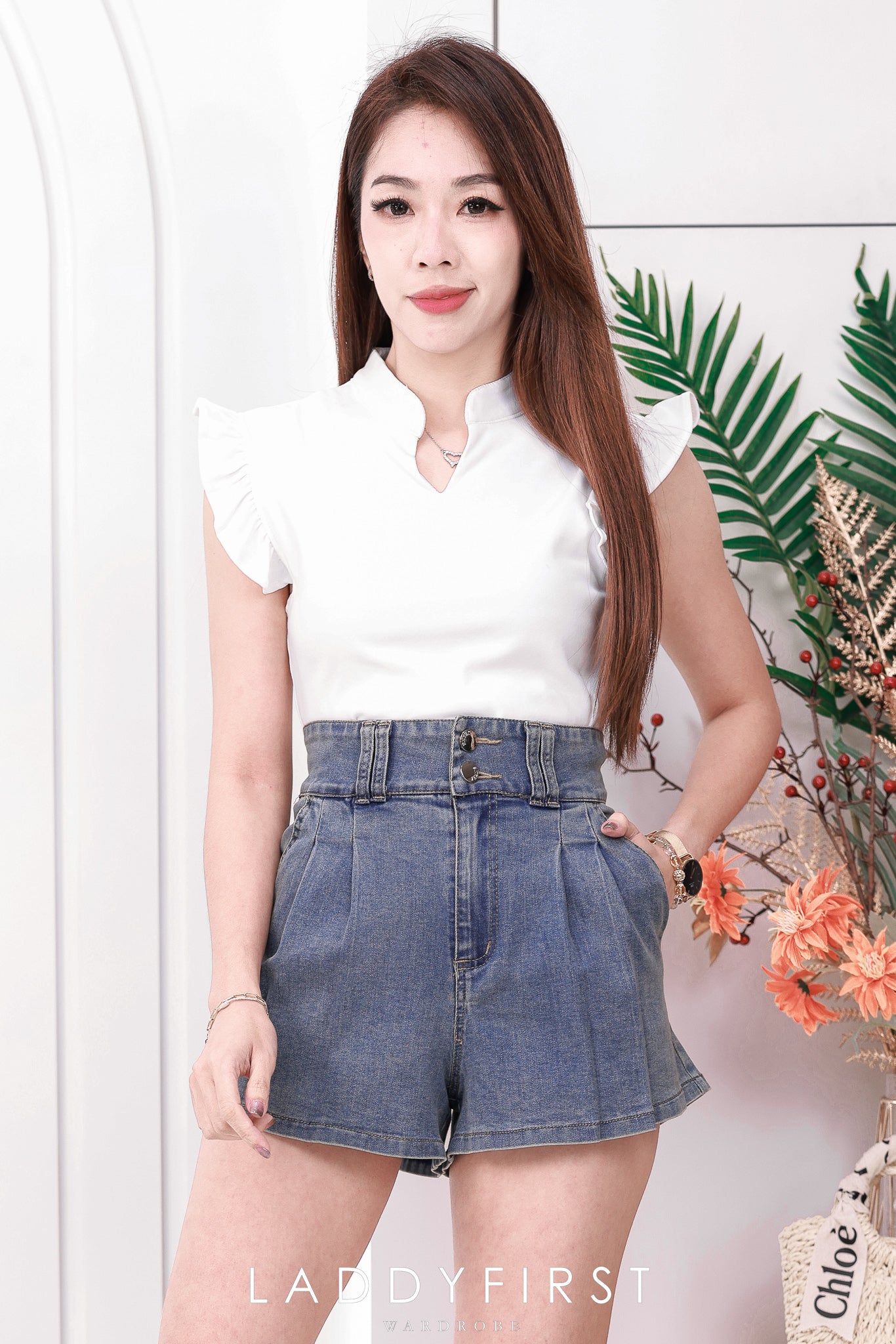 【S3439】【独家小圆饼】高品质COTTON JEANS牛仔弹力百褶设计牛仔高腰百搭短裤，有口袋 ❤️❤️