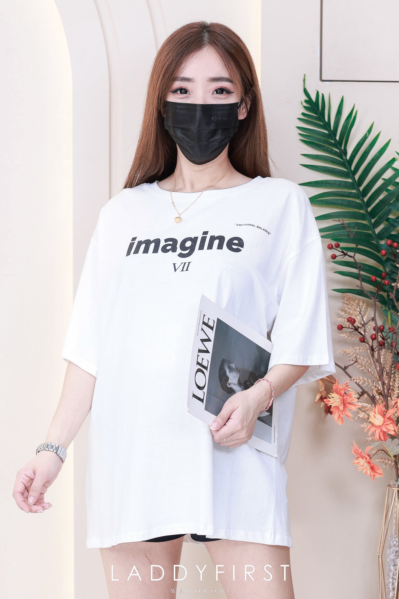 【O877】imagine印图字体圆领短袖宽松休闲Oversized 上衣 ❤️❤️