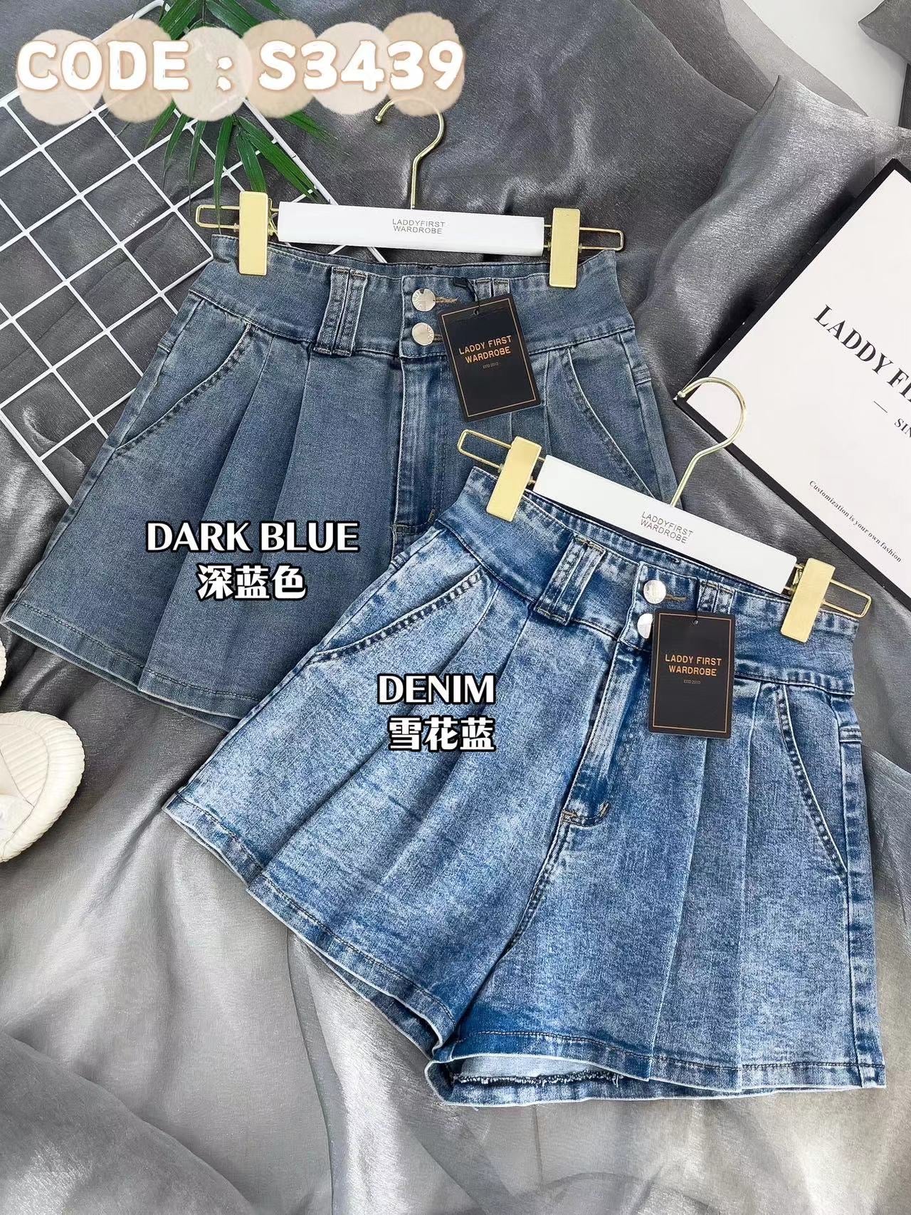 【S3439】【独家小圆饼】高品质COTTON JEANS牛仔弹力百褶设计牛仔高腰百搭短裤，有口袋 ❤️❤️