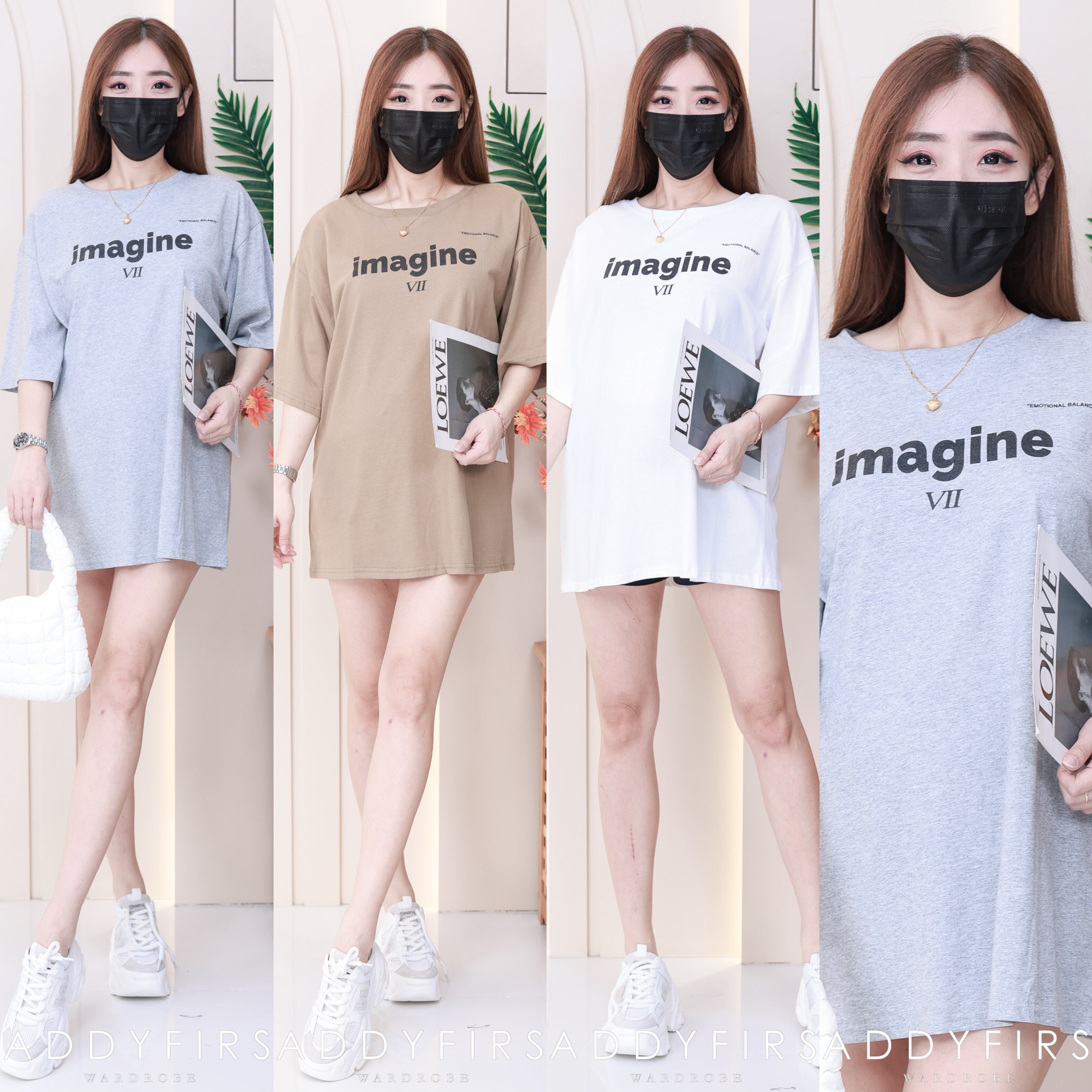 【O877】imagine印图字体圆领短袖宽松休闲Oversized 上衣 ❤️❤️