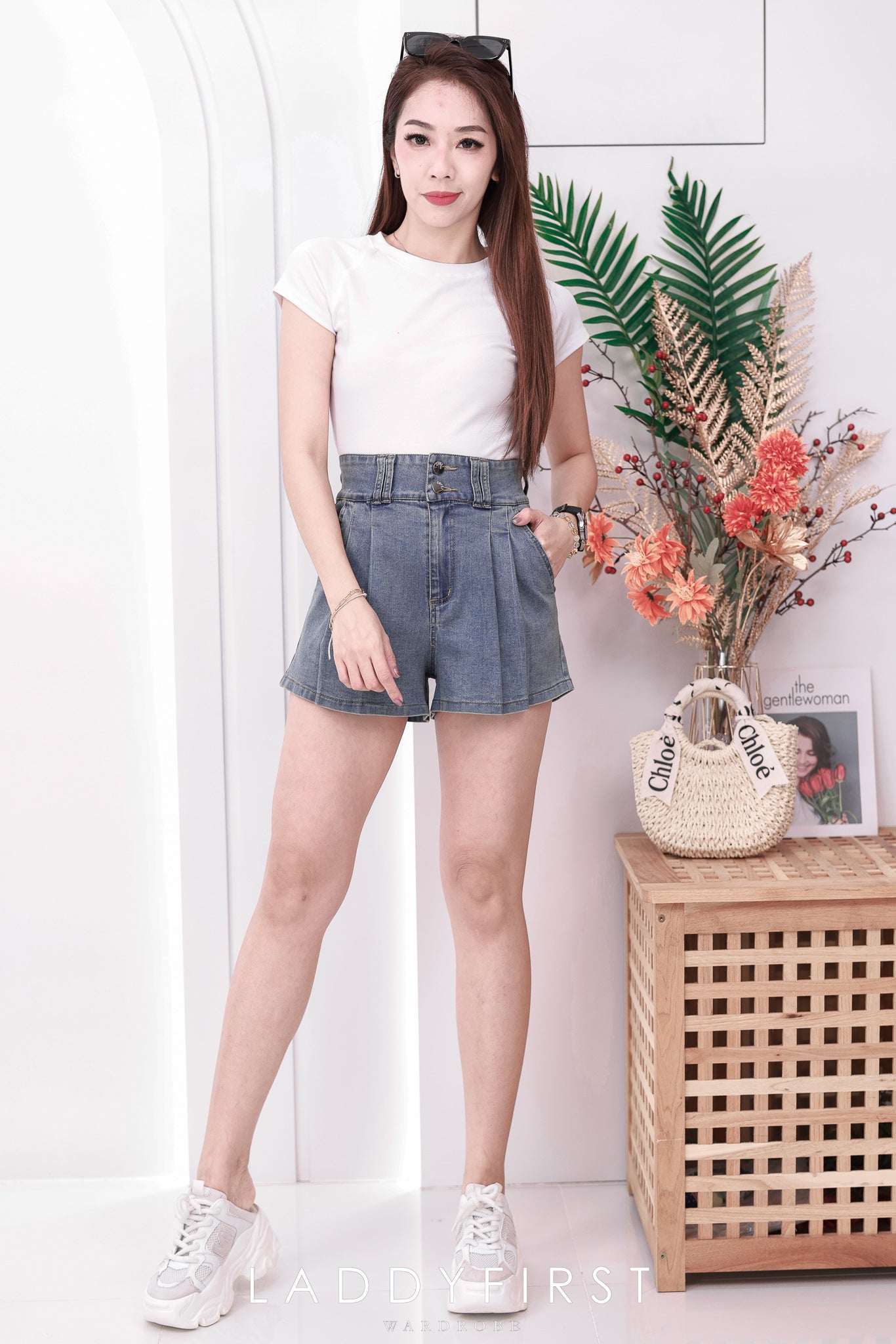 【S3439】【独家小圆饼】高品质COTTON JEANS牛仔弹力百褶设计牛仔高腰百搭短裤，有口袋 ❤️❤️